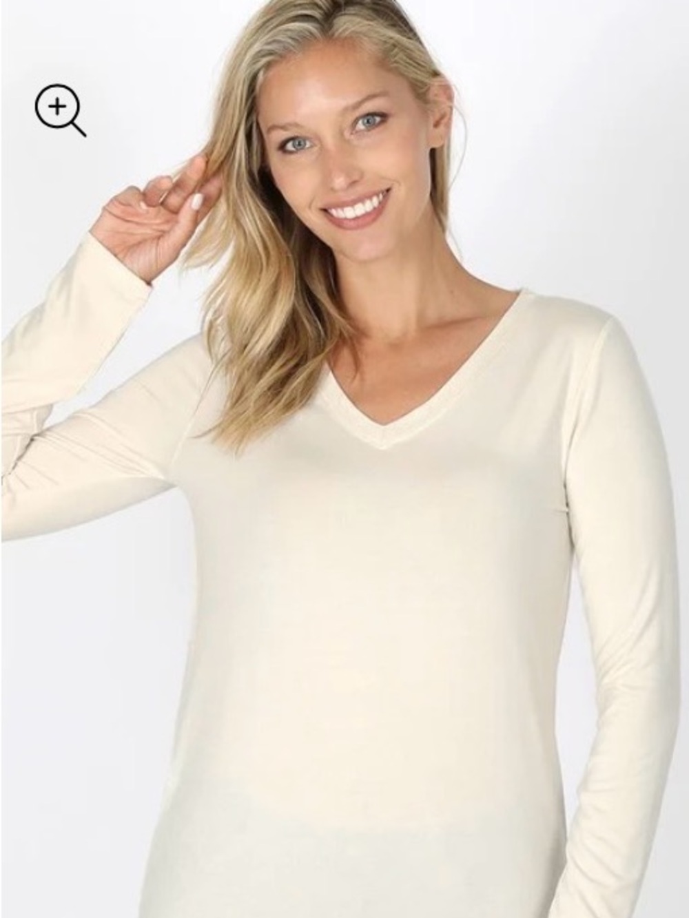 Zenana Buttery Soft V-Neck Long Sleeve Women's Top-NWT-1X